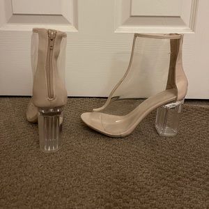 “Yeezy” inspired clear open toe boot